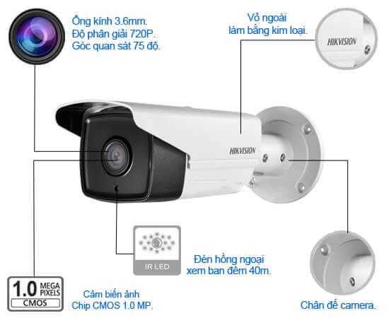 Camera HD-TVI Hikvision DS-2CE16C0T-IT3