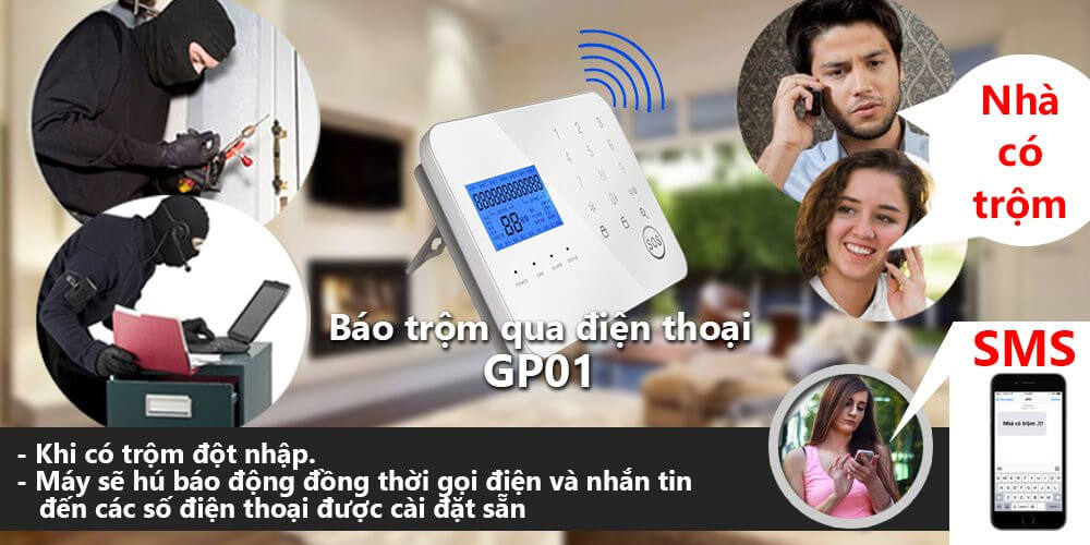 Bộ Báo Động Chống Trộm Cảm Ứng Qua Sim GSM GP01