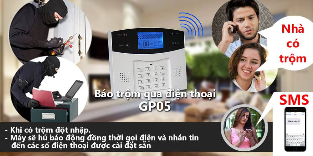 Bộ Báo Động Chống Trộm Không Dây Qua Sim GSM + Điện Thoại Bàn PSTN GP05