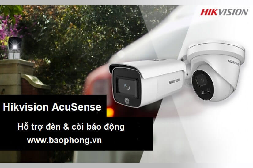 Camera Hikvision Acusense hỗ trợ đèn nhấp nháy và còi báo động.
