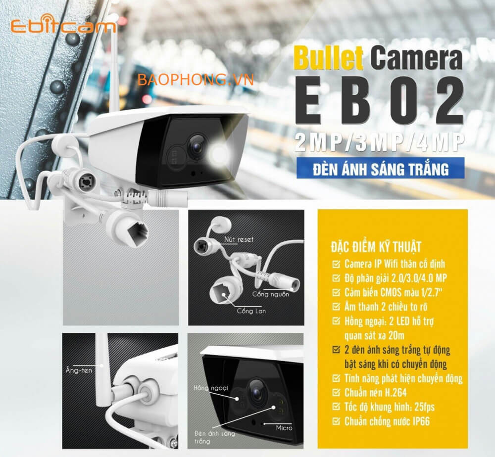 Camera Ebitcam EB02 lắp đặt ngoài trời