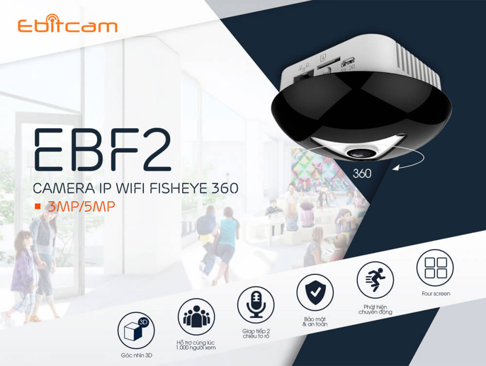 Camera Wifi toàn cảnh Ebitcam fisheye EBF2 (3MP)