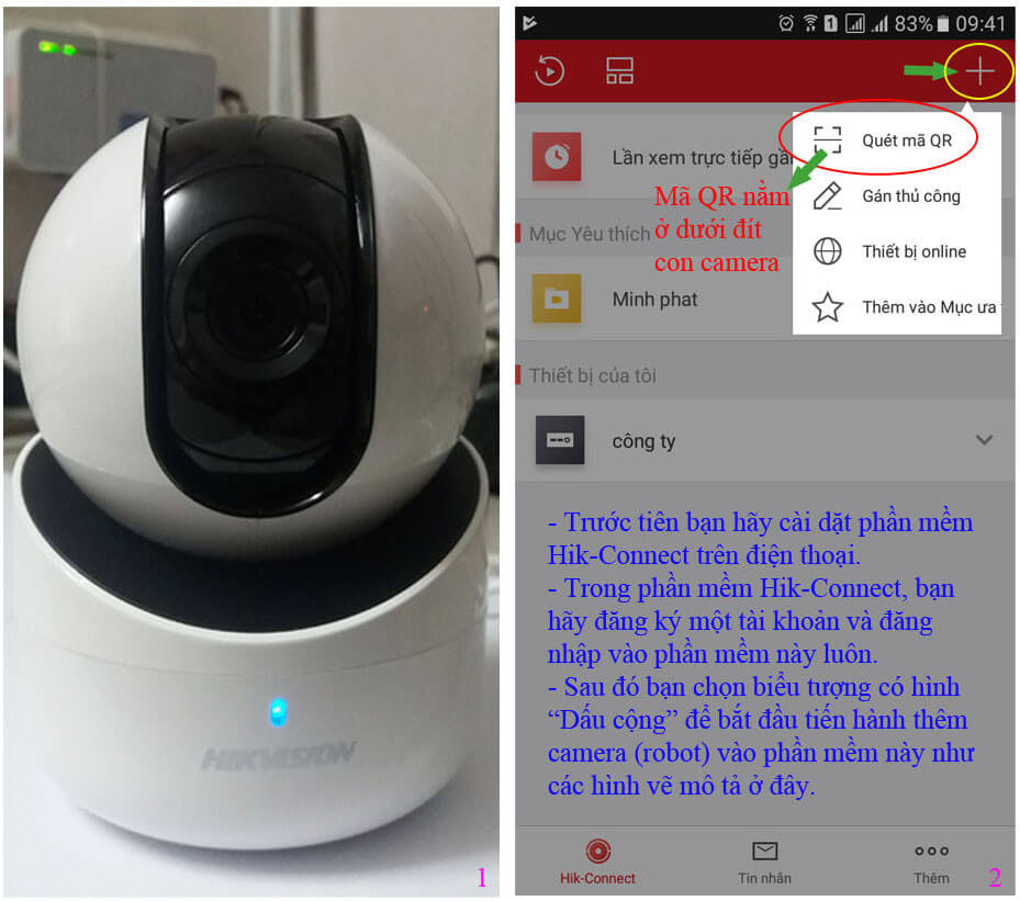 Chi tiết cách cài đặt camera wifi dòng Q1 Hikvision qua điện thoại