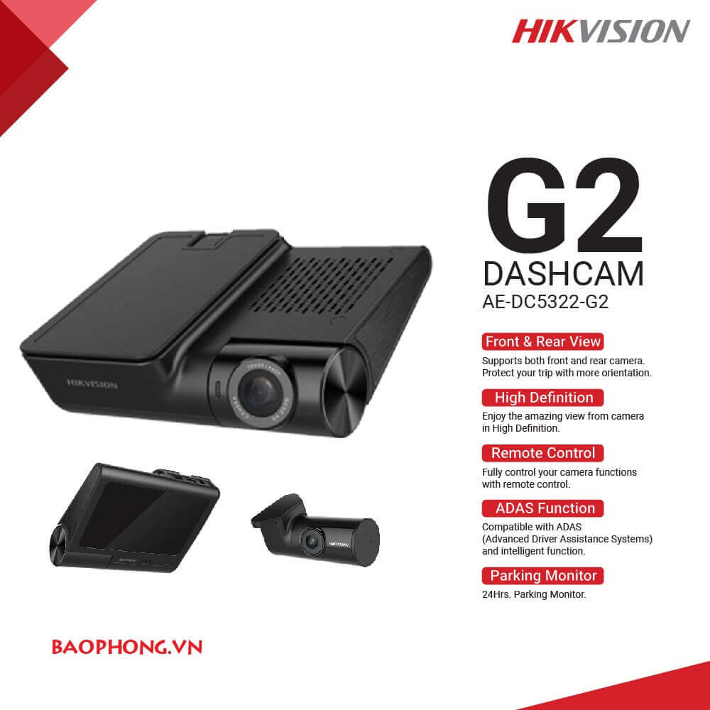 Camera hành trình Hikvision G2 – Camera kép trước + Sau