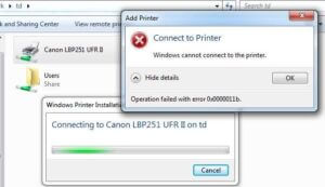 windows cannot connect to the printer 0x0000011b