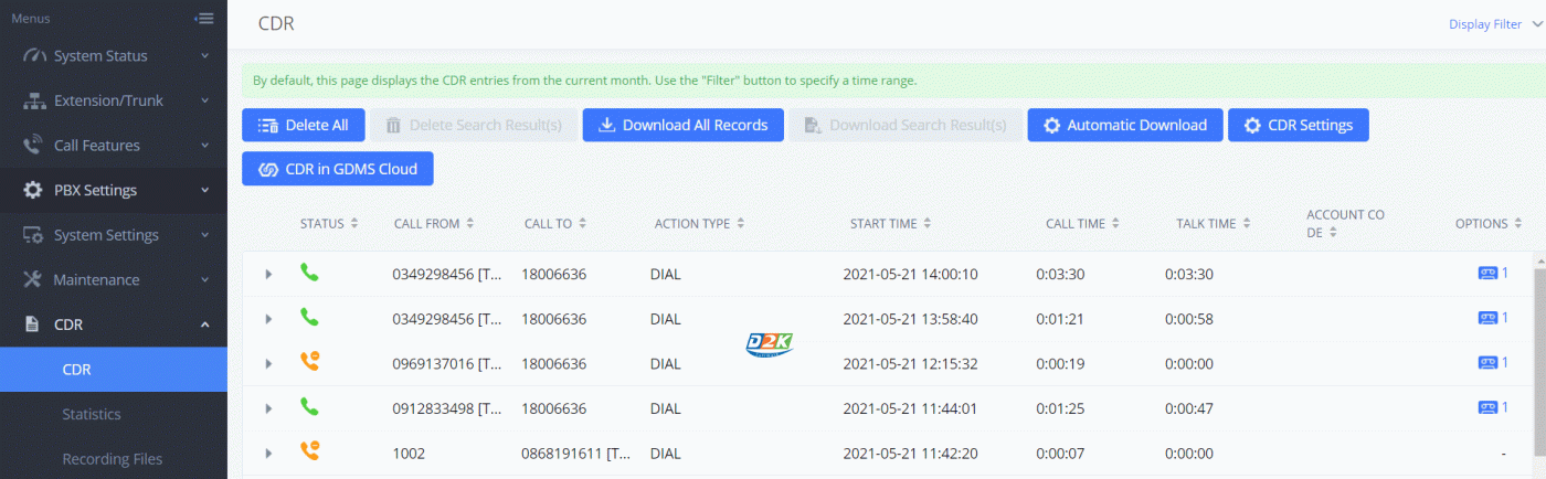 Nghe lại cuộc ghi âm tổng đài UCM6300A