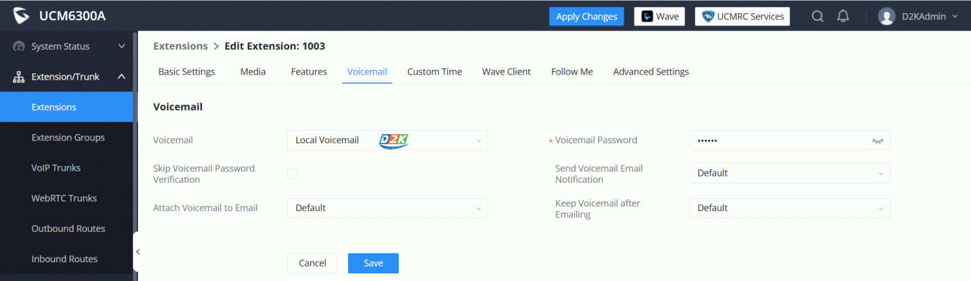Kích hoạt Voicemail