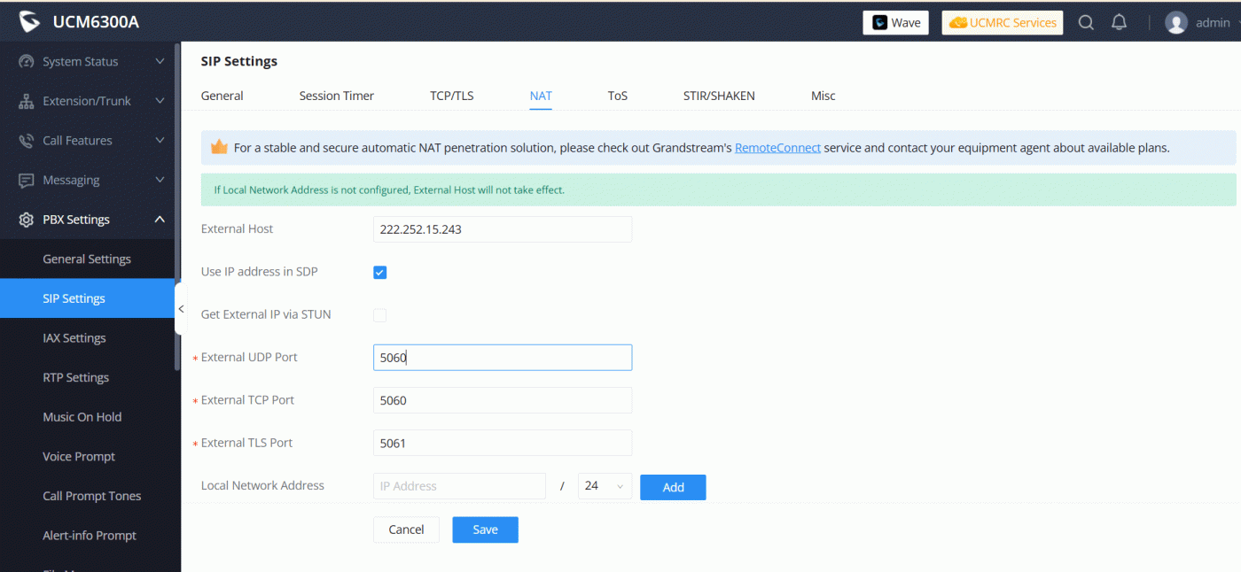 NAT Port trên tổng đài IP Grandstream 
